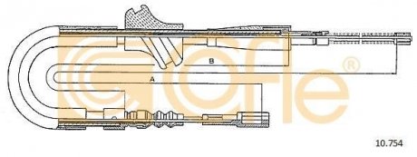 Трос ручного гальма правий (барабанний) Audi 80 1.6-1.9 86-91 COFLE 10754