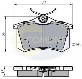 Гальмівні колодки, дискове гальмо (набір) COMLINE CBP0108 (фото 1)