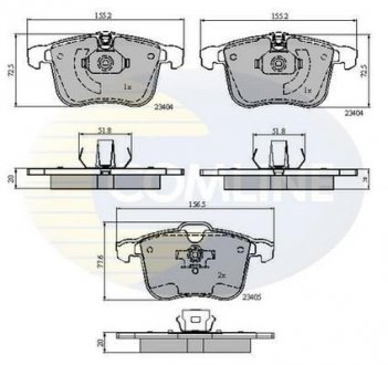 Гальмівні колодки, дискове гальмо (набір) COMLINE CBP01593 (фото 1)