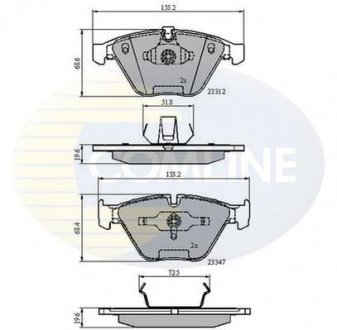 Гальмівні колодки, дискове гальмо (набір) COMLINE CBP02033