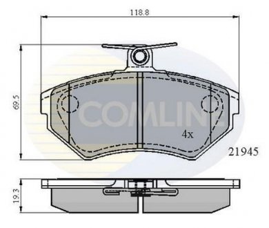 Гальмівні колодки, дискове гальмо (набір) COMLINE CBP0736