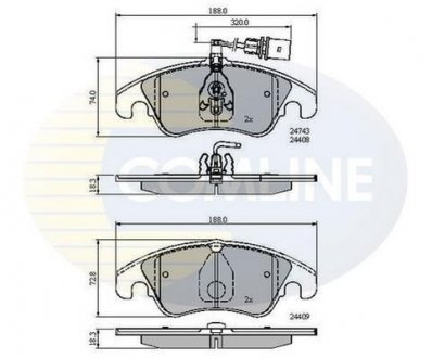 Гальмівні колодки, дискове гальмо (набір) COMLINE CBP21789