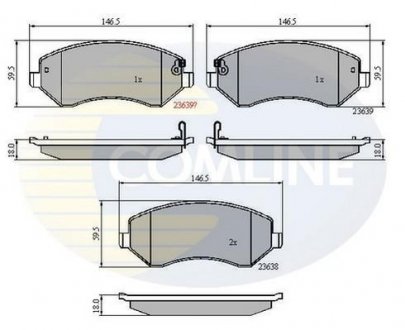 Гальмівні колодки, дискове гальмо (набір) COMLINE CBP31162