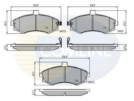 Гальмівні колодки, дискове гальмо (набір) COMLINE CBP31176