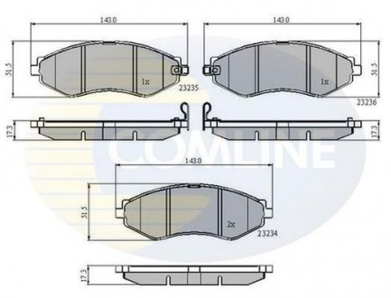 Гальмівні колодки, дискове гальмо (набір) COMLINE CBP31188