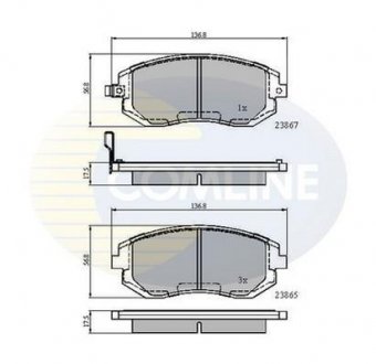 Гальмівні колодки, дискове гальмо (набір) COMLINE CBP31208