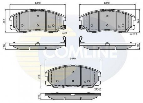 Гальмівні колодки, дискове гальмо (набір) COMLINE CBP31582