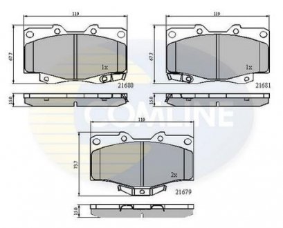 Гальмівні колодки, дискове гальмо (набір) COMLINE CBP3333