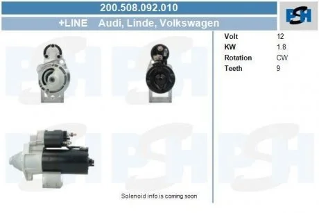 Фото стартер VW Passat/Audi A4/A6 1.9 TDi 96-05/Skoda Superb 1.9 TDi 01-08 (12V/1.8kw) (z=9) CV PSH 200508092010 Стартер VW Passat/Audi A4/A6 1.9 TDi 96-05/Skoda Superb 1.9 TDi 01-08 (12V/1.8kw) (z=9) CV PSH 200508092010