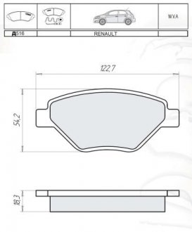 Гальмівні колодки дискові Megane II 1.4 02- DAFMI / INTELLI D516E