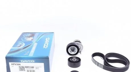 Фото к-кт поліклинового ременя (ремінь+натягувач+ролик) A4, A6, Q5 2.0TDI 08- DAYCO KPV396 К-кт поліклинового ременя (ремінь+натягувач+ролик) A4, A6, Q5 2.0TDI 08- DAYCO KPV396