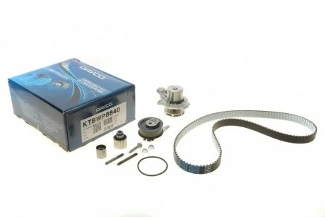 Фото к-кт ГРМ (ремінь + 3 ролика + помпа без можливості перемикання + кріплення) A3, Q2, Q3, Q5 13-, SKO DAYCO KTBWP8840 К-кт ГРМ (ремінь + 3 ролика + помпа без можливості перемикання + кріплення) A3, Q2, Q3, Q5 13-, SKO DAYCO KTBWP8840