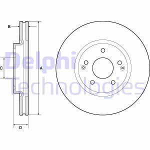 Гальмівний диск передній SANGYONG ACTYON II 10/12-,KORANDO 11/10- Delphi BG4809C