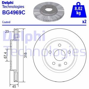 TARCZA HAMULCOWA TYL Delphi BG4969C