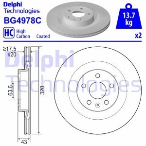 Диск тормозной VOLVO S90, V90, XC60, XC90 Delphi BG4978C