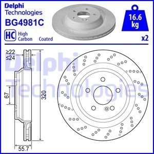 Диск тормозной MB SL280, SL300, SL350, SL500 Delphi BG4981C (фото 1)