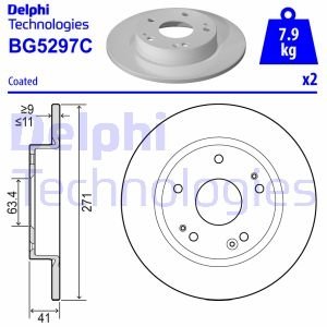 TARCZA HAMULCOWA TYL Delphi BG5297C (фото 1)