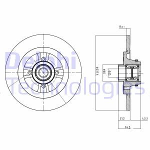 Тормозной диск с подшипником. Delphi BG9025RS