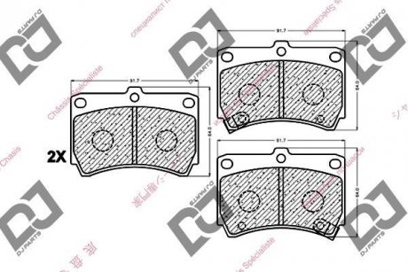 Гальмівні колодки, дискове гальмо (набір) DJ PARTS BP1027