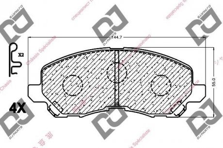 Тормозные колодки, дисковый тормоз (набор) DJ PARTS BP1151