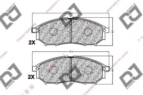 Гальмівні колодки, дискове гальмо (набір) DJ PARTS BP1410