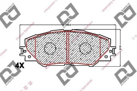 Тормозные колодки, дисковый тормоз (набор) DJ PARTS BP1637