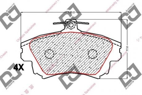 Гальмівні колодки, дискове гальмо (набір) DJ PARTS BP1816