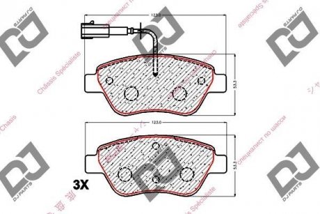 Гальмівні колодки, дискове гальмо (набір) DJ PARTS BP1971