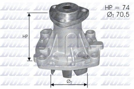 Помпа води (без корпуса) 155,164 2.5TD 95-,Chrysler Voyager 95- DOLZ A330ST