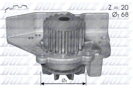 Помпа води XANTIA 93-,ZX,Peugeot 406,605 2.0 16V DOLZ C118