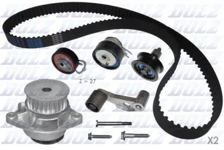 Комплект ГРМ (ремінь + ролик + водяний насос) SEAT CORDOBA, LEON, TOLEDO II, VW BORA, BORA I, CADDY III/MINIVAN, GOLF IV, LUPO I, POLO III 1.4 04.96-11.09 DOLZ KD035