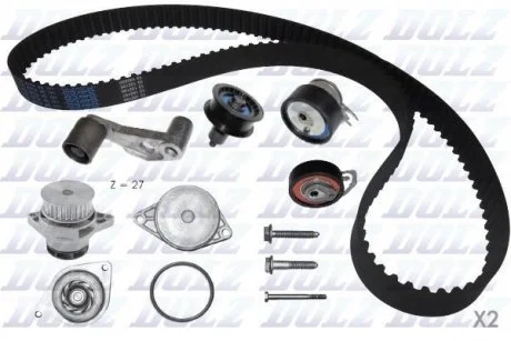 Комплект ГРМ (ремінь + ролик + водяний насос) AUDI A2, SEAT ALTEA, ALTEA XL, AROSA, CORDOBA, CORDOBA VARIO, IBIZA II, IBIZA III, IBIZA IV ST, INCA, LEON, TOLEDO II, TOLEDO III 1.4/1.6 10.97-05.15 DOLZ KD051