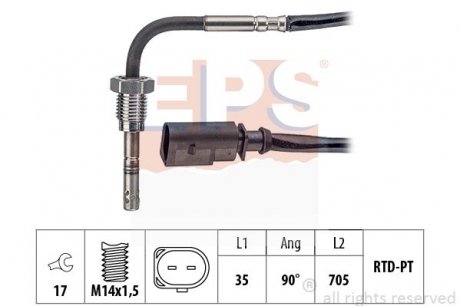 Датчик температуры выпускных газов VAG 2.0TDI Multivan 09-, T5 09- EPS 1220145