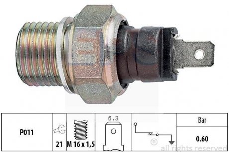 Датчик тиску мастила (черн.) (0,6bar) Partner,106, 205, 306, 309, 405,Citroen Berlingo,Ford Scorpio EPS 1800021