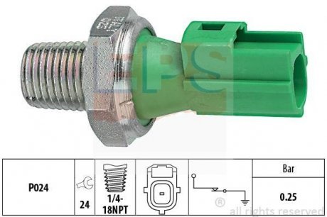 Датчик давления масла (0.25 бара) (зеленый) (1 pin) Ford Land Rover Mazda Volvo EPS 1800146