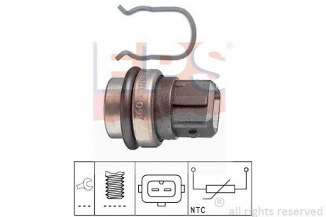 Датчик температуры ОЖ (прямоугольный разъем) (2 контакта / черный) VAG 80-99 EPS 1830086 (фото 1)