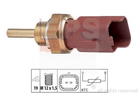 Датчик температури води Doblo 1.3/1.9 01-,Opel Astra H 1.3/1.9CDTI, Corsa, Meriva. EPS 1830326