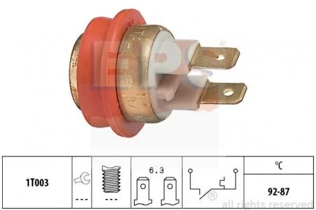 Датчик включення вентилятора радіатора 92-87C 740/760/780/940/960 EPS 1850042