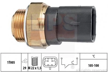 Датчик включення вентилятора (105-100°C) Opel Omega 2.3D -94 2.5i 24V 99- 3.0i 87-99 EPS 1850241