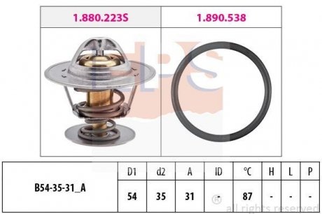 Термостат (Made in Italy!) 87°C 1,4-1,8 AUDI 80, A6 2,0 -97, SEAT FORD PEUGEOT J5 90 EPS 1880434