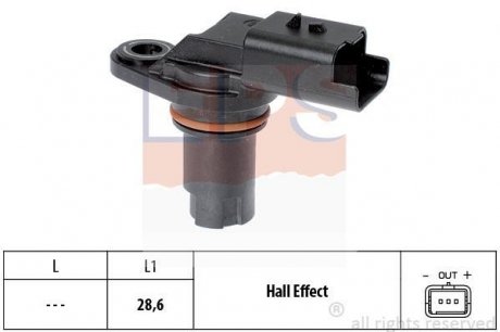 Датчик положения распредвала (3 контакта) (чувств. элемент 28.6 мм) 1.2-2.0 01- EPS 1953551