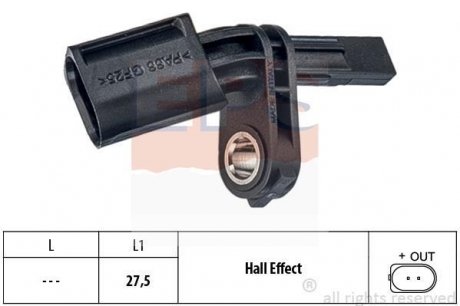 Датчик ABS передн.прав.Golf,Passat,T5,Skoda Octavia,Seat,Audi EPS 1960006