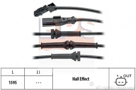 Датчик ABS задн.прав.Kangoo 08- EPS 1960145