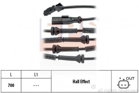 Датчик ABS передн.Trafic II (прямокутний розєм) 06- EPS 1.960.146