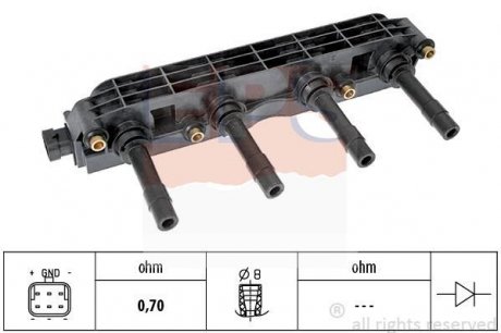 Котушка запалювання Astra G, Vectra B/C,Zafira A 1.4/1.6 98- EPS 1970399