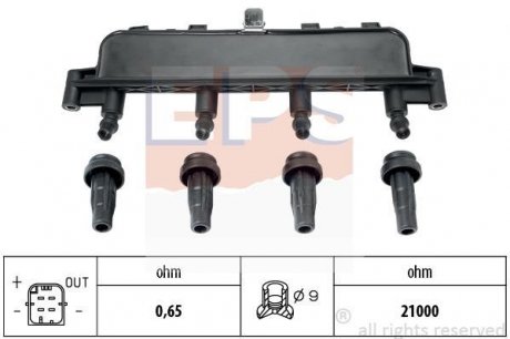Котушка запалювання 1,1-1,6i: Berlingo, C2/3, Xsara PEUGEOT 1,1-1,6i EPS 1970405