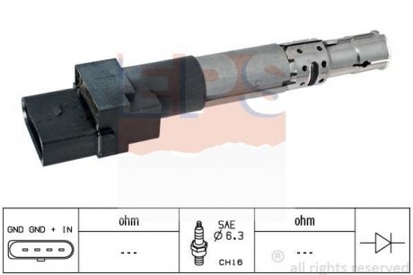 Котушка запалювання AUDI TT 3,2 VW Passat 3,2FSI/3,6 05- Touareg 3,2 Phaeton 3,2 02- T5 3,2 03- POR EPS 1970434