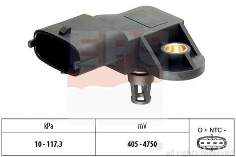 Датчик тиску впуск.колектора ASX,Colt VI,Lancer VIII 08-,Honda Jazz,Fiat,Citroen,Ford Fiesta,Kuga I EPS 1.993.171