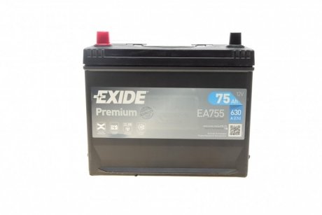 АКБ 6СТ-75 L+ (пт630) (необслуж) Asia Premium EXIDE EA755 (фото 1)