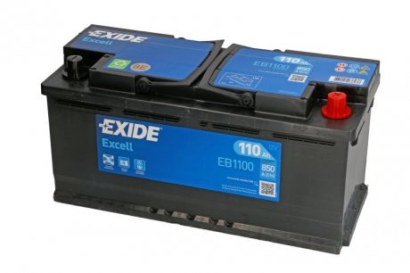 АКБ 6СТ-110 R+ (пт850) (необслуж)(392х175х190) EXCELL EXIDE EB1100 (фото 1)